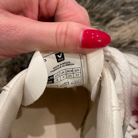 Veja Women's White and Pink Sneakers - Picture 6 of 7